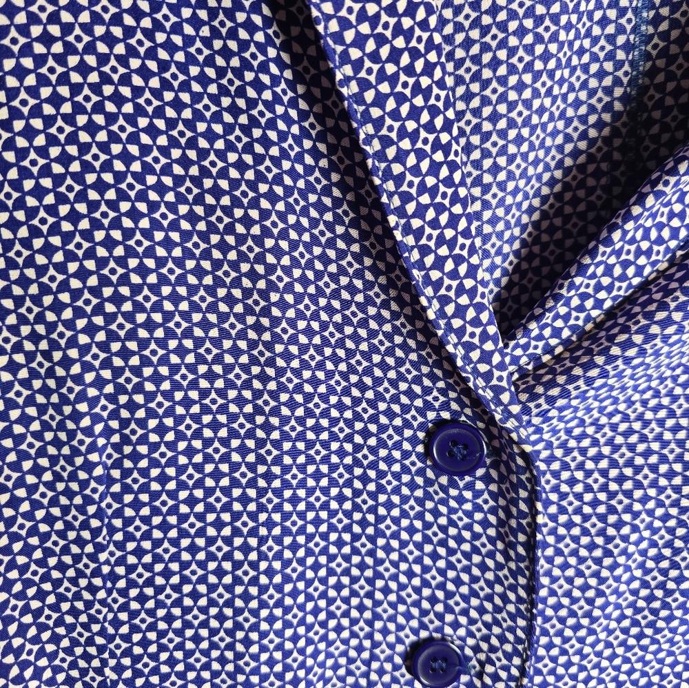 Antik Batik Purple Patterned Silk Button Down Top… - image 5